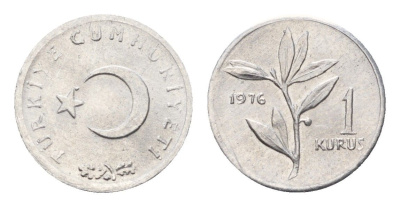 Турция 1 куруш 1976 KM 895b алюминий UNC 45-1115