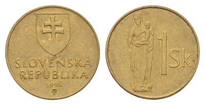 Словакия 1 крона 1994 KM 12 сталь плакированная бронзой 4702-463