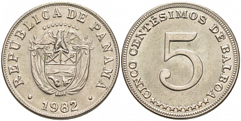 Панама 5 сентесимо 1982 KM 23.2 медно-никель UNC 3853-113