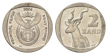 ЮАР 2 ранда 2004 KM 336 медь плакированная никелем 4628-112