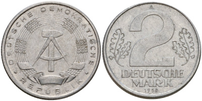 ГДР 2 марки 1957 A KM 14 алюминий 4601-826