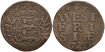 Западная Фризия (West Frisia), Нидерланды 1 дуит 1723 KM 100 медь 4577-225