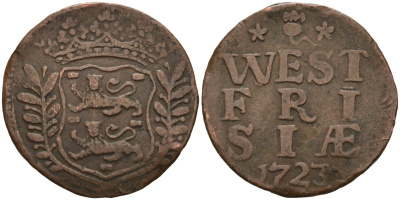 Западная Фризия (West Frisia), Нидерланды 1 дуит 1723 KM 100 медь 4577-225