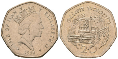 Остров Мэн 20 пенсов 1990 Елизавета II (1952-2022) KM 211 медно-никель aUNC 4618-614