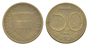 Австрия 50 грошей 1963 KM 2885 алюминиевая бронза 4136-1246