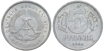 ГДР 5 ПФЕННИГОВ 1988 А алюминий 62-556