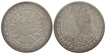 Силезия-Легница-Бжег 15 крейцеров 1662 Георг III (1639-1664) серебро 413-633