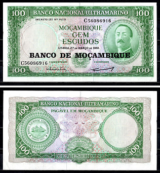 Мозамбик 100 эскудо 1976 Pick 117 a бумага 8605-16-3-2