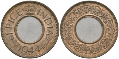 Британская Индия 1 пайс 1944 Георг VI (1936-1952) KM 533 бронза 33-1121