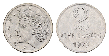 Бразилия 2 сентаво 1975 KM 576.2 нержавеющая сталь aUNC 4685-827