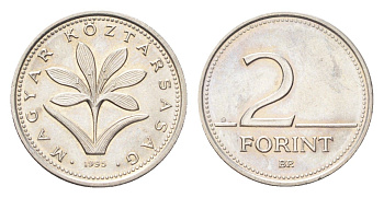 Венгрия 2 форинта 1995 KM 693 медно-никель UNC 4705-1155