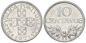 Португалия 10 сентаво 1971 KM 594 алюминий UNC 4615-1048