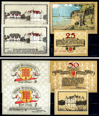 Глюксбург (Пруссия, Шлезвиг-Гольштейн) набор из 4 нотгельдов 1920 7556-9-4-1