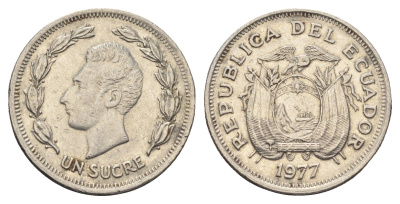Эквадор 1 сукре 1977 KM 83 сталь плакированная никелем 4663-745