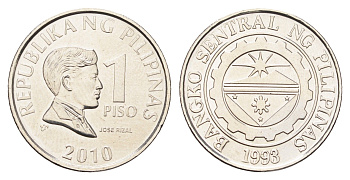 Филиппины 1 песо (писо) 2010 KM 269a сталь плакированная никелем UNC 4666-711