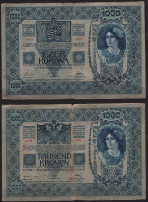 Австрия 1000 крон 1902 Женщина, австрийское знаме, с печатью Pick 8 бумага 7547-9-3-1