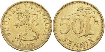 Финляндия 50 пенни 1979 К KM 48 алюминиевая бронза 219-1215