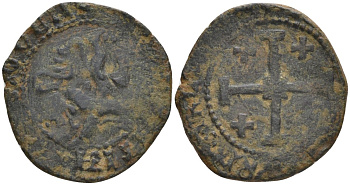 Государство крестоносцев. Кипрское Королевство сиксан 1460-1473 Яков II (1460-1473) Metcalf pl. 29.1 бронза 1525-222