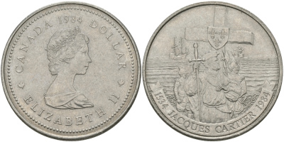 Канада 1 доллар 1984 Жак Картье KM 141 никель UNC 97-216