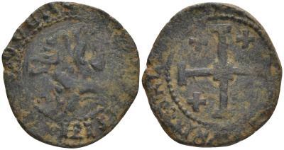 Государство крестоносцев. Кипрское Королевство сиксан 1460-1473 Яков II (1460-1473) Metcalf pl. 29.1 бронза 1525-222