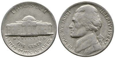 США 5 ЦЕНТОВ 1984 P, ДЖЕФФЕРСОН KM А192 медно-никель 25-1631