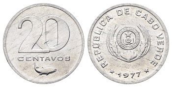 Кабо-Верде 20 сентаво 1977 KM 15 алюминий UNC 4396-661
