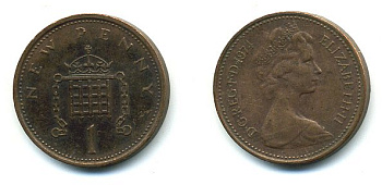 Великобритания 1 пенни 1974 Елизавета II (1952-2022) КМ 915, Spink B1 бронза 4110-814