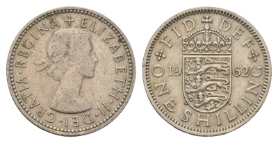 Великобритания 1 шиллинг 1962 Елизавета II (1952-2022), Английский герб KM 904, Spink 4147 медно-никель 4707-232