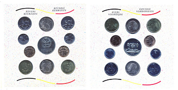Бельгия набор из 10 монет + жетон монетного двора 1989 Belgie-Belgique, королевский монетный двор Бельгии, в оригинальном буклете, в запайке KM MS 1 ВUNC 2-6-3-05