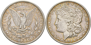 США 1 доллар 1900 Морган доллар KM 110 серебро 4368-923