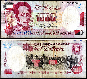 Венесуэла 1000 боливаров 1994 Pick 76a бумага 3295-74-3-1