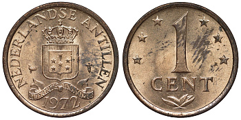 Нидерландские Антилы 1 цент 1972 Юлиана (1948-1980) KM 8 бронза UNC 4118-915
