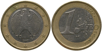 Германия 1 евро 2002 F KM 213 биметалл 4573-1112