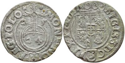 ПОЛЬША 1/24 ТАЛЕРА 1625 СИГИЗМУНД III (1587-1632) KM 15 серебро 3896-834