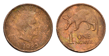 Замбия 1 нгве 1983 KM 9a сталь плакированная медью 188-539