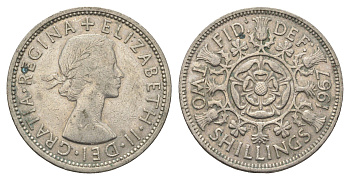 Великобритания 2 шиллинга (флорин) 1967 Елизавета II (1952-2022) KM 906, Spink 4146 медно-никель 4663-325