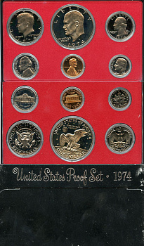 США официальный набор из 6 монет, в пластике 1974 S, Джон Кеннеди, в твердом пластике KM PS 137   PROOF  8-2-03-39