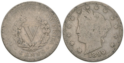 США 5 центов 1899 голова свободы KM 112 медно-никель 4563-123