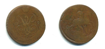 РОССИЯ 1 КОПЕЙКА 1759 медь 61-434