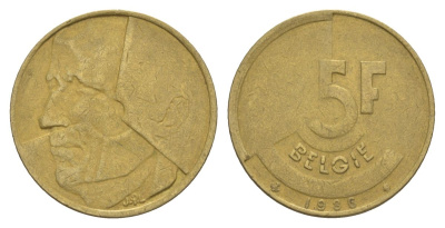 Бельгия 5 франков 1986 Belgie, Бодуэн I (1951-1993) KM 164 медь алюминий никель 4633-832