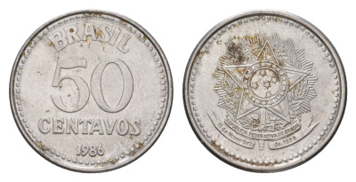 Бразилия 50 сентаво 1986 KM 604 нержавеющая сталь 4625-916
