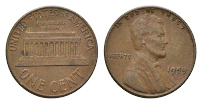 США 1 цент 1959 Авраам Линкольн KM 201 медь цинк 4674-461