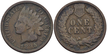 США 1 ЦЕНТ 1895 ГОЛОВА ИНДЕЙЦА KM 90а бронза 26-667