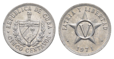 Куба 5 сентаво 1971 KM 34 алюминий UNC 4637-1051