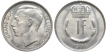 Люксембург 1 франк 1976 KM 55 медно-никель 4143-121