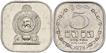 Шри-Ланка 5 центов 1978 KM 139a алюминий 4136-727