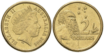 Австралия 2 доллара 2008 абориген, Елизавета II (1952-2022) KM 406 алюминиевая бронза UNC 4621-229