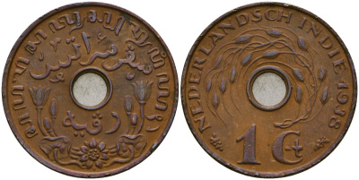 Нидерландская Восточная Индия, Гельдерланд (Gelderland) 1 цент 1938 KM 317 бронза 4132-154