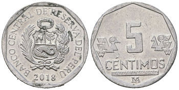 Перу 5 сентимо 2018 LIMA KM 304.4a алюминий UNC 4618-325
