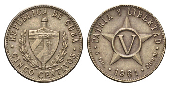 Куба 5 сентаво 1961 KM 11.3 медно-никель 4668-841